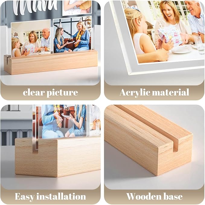 Custom Picture Frame, Personalized Photo Frame with Night Light, Customized Picture Frames, Personalized Anniversary Valentines Day Gifts for Women Men Her Him Girlfriend Boyfriend Mom Dad Couple