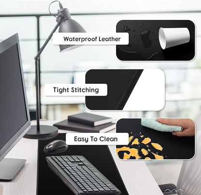 Konohan Heated Large Desk Mat PU Leather Warm Mouse Pad with 5 Heating Level & 4 Hour Auto Shut-Off Heating Keyboard Pad Warmer Gaming Mice Mat Only Supports 110v(Black Color,31.5" X 13")