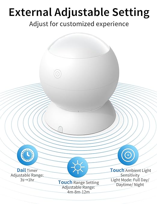 Wireless Motion Sensor Switch Kit with Split Sensor & Switch, PIR Motion Activated Power Switch with Timer, Indoor Motion Detector for Lights & Exhaust Fan (110V-120V) of Bathroom, Garage