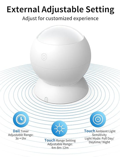 Wireless Motion Sensor Switch Kit with Split Sensor & Switch, PIR Motion Activated Power Switch with Timer, Indoor Motion Detector for Lights & Exhaust Fan (110V-120V) of Bathroom, Garage