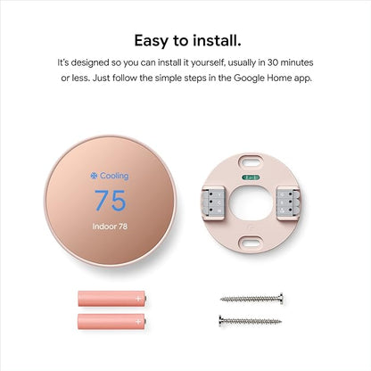 Google Nest Thermostat - Smart Thermostat for Home - Programmable Wifi Thermostat - Sand