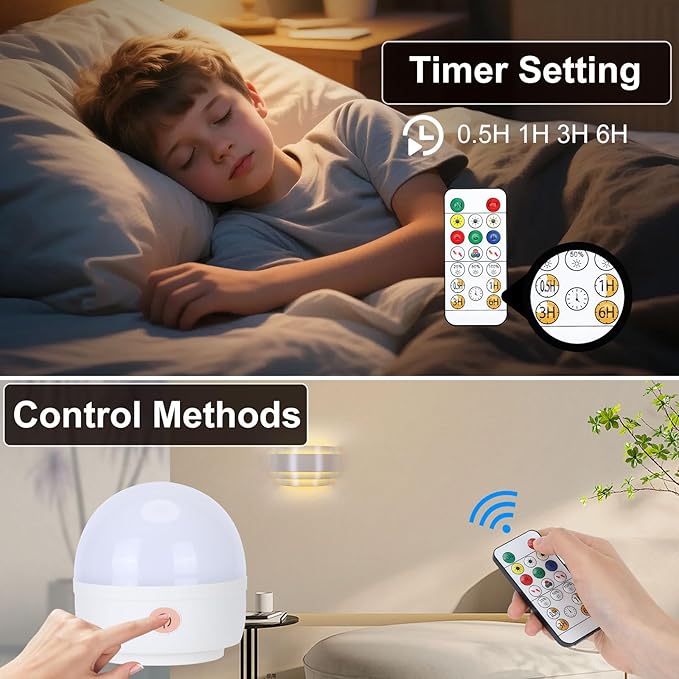 Lightess Battery Operated Wall Sconces Set of 2, Dimmable Rechargeable Wall Lights with Remote Control, Sconces Wall Decor Set of 2 with Bulbs for Bedroom Living Room, White