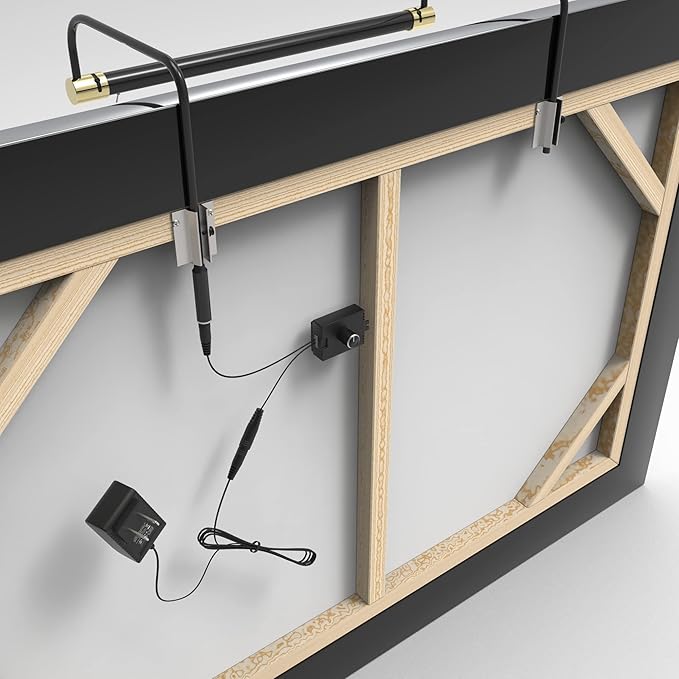 Cocoweb 43 Inch Tru-Slim Black and Brass Picture Light - LED, 2700K, Adjustable Arm, Plug-in, Toggle Switch, Sleek and Compact Design