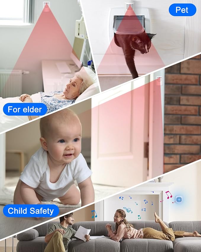 Wireless Caregiver Pager, Motion Sensor Alarm, Indoor Bed Alarm for Elderly Adults, Door Alarms for Dementia, Motion Detector, Driveway Alarms, Door Chime, 2 Sensor and 1 Receiver