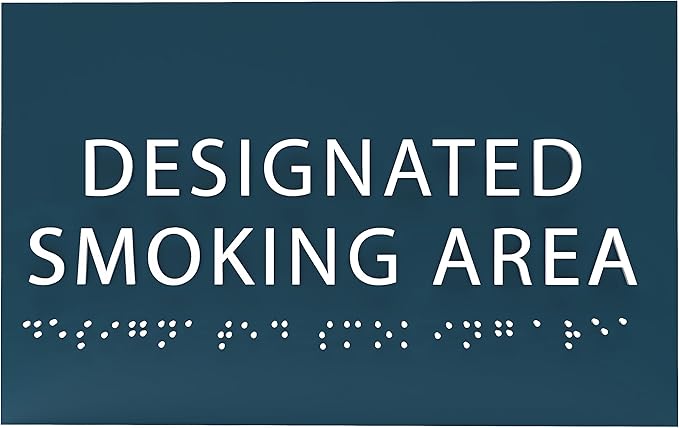 6" X4" Designated Smoking Area Sign - ADA Compliant Tactile Graphics Grade 2 Braille Text | Smoking Permitted Wall Signs for Offices, Private Businesses, Schools, and Restaurants