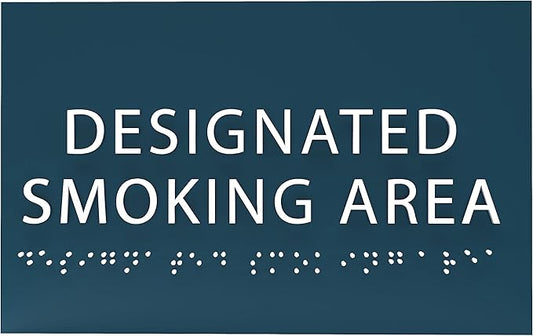 6" X4" Designated Smoking Area Sign - ADA Compliant Tactile Graphics Grade 2 Braille Text | Smoking Permitted Wall Signs for Offices, Private Businesses, Schools, and Restaurants
