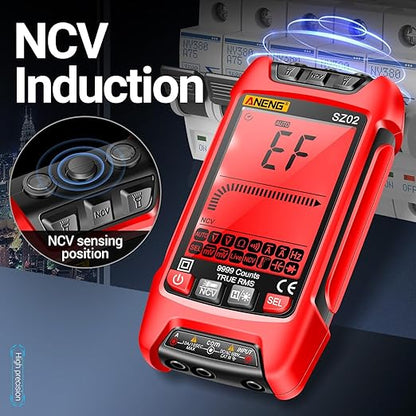 ANENG SZ02 Multimeter,Digital Voltage Tester Meter,TRMS 9999 Counts Voltmeter Measures ac/dc Current,Voltage,NCV,Resistance,Continuity,Capacitance,Diodes,Auto-Ranging Ohm,Amp Electrical Tools