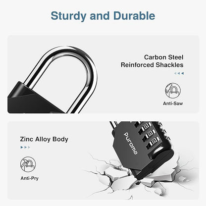 Puroma 10 Pack Combination Lock for Locker 4 Digit Outdoor Waterproof Padlock for School, Gym, Sports, Fence, Toolbox, Gate, Case, Outdoor, Hasp Storage, Cabinets (Black)