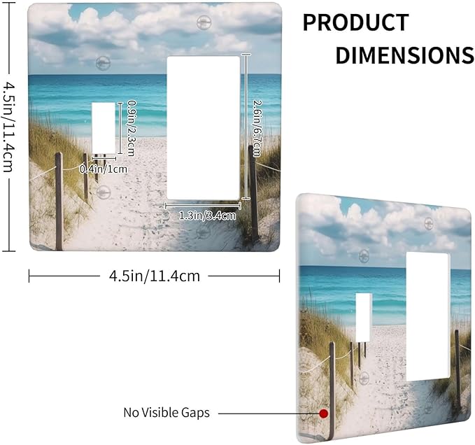 Decorative Outlet Covers Coastal Beach Ocean Seaside View 2 Gang Light Switch Cover Plate Single Toggle 1 Rocker Wall Plates for Electrical Outlets Switch Plate Covers for Bedroom Home Decor