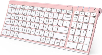 iClever BK10 Bluetooth Keyboard, Wireless Rechargeable Ultra-Slim Keyboard with Long Battery Life, Compatible with iOS, Android, Windows, Mac for iPad, Tablet, Laptop, PC, Phone