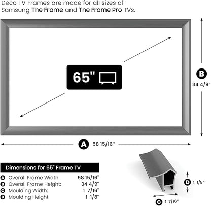 Graphite Prismatic 65" Alloy Deco TV Frame - Compatible ONLY with Samsung The Frame TV and Pro TVs (Fits 2021-2025, LS03A, LS03B,LS03C,LS03D,LS03FA,LS03FW)