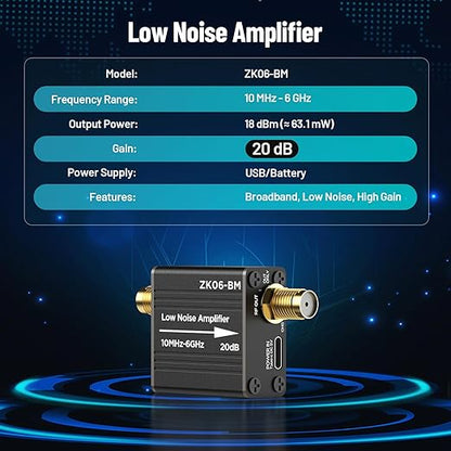 SeeSii TinySA Ultra Spectrum Analyzer with ZK06-20dB Low Noise Amplifier, 4.0 Inch 100kHz to 5.3GHz Handheld Tiny Frequency Analyzer with 32Gb Card,100kHz to 800MHz MF/HF/VHF UHF Input