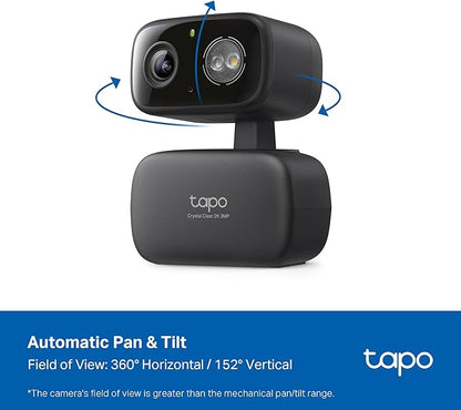 Tapo 2K 3MP Pan/Tilt Indoor/Outdoor Security Camera, Free Person/Baby Cry Detect & Track, 360° View, Night Vision, SD/Cloud Storage, Works w/Alexa & Google Assistant, HybridCam 360, Black (2-Pack)