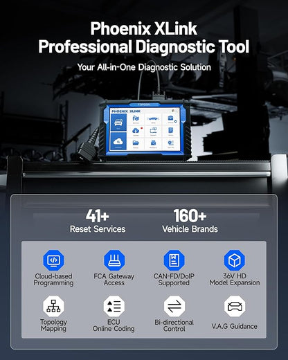 TOPDON Phoenix XLink 2025 New Gen Scan Tool, ECU Pr0gram ming/Online C0ding, Topology Mapping/New CAN Bus/DoIP, Bidirectional Scanner, 41+ Service, V.A.G Guided, Diagnostic Tool for All Vehicles