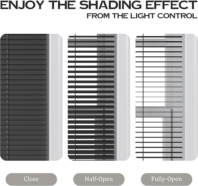 Motorized Cordless Aluminum Blinds with Remote, Automatic Room Darkening Horizontal Blinds for Indoor Windows, Light Adjustment Waterproof Blinds, Customized for Home Office, Black