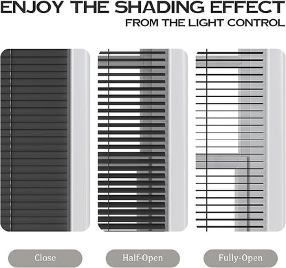 Motorized Cordless Aluminum Blinds with Remote, Automatic Room Darkening Horizontal Blinds for Indoor Windows, Light Adjustment Waterproof Blinds, Customized for Home Office, Black