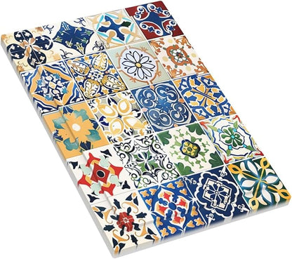 Light Switch Cover Plate Moroccan Traditional Mexican Talavera Til 1 Gang No Device Blank Electrical Wall Plates Faceplate Decorative Switch Plate for Kitchen Home Decor