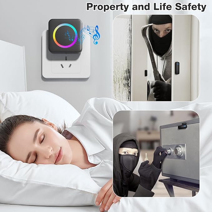 Door Alarm, Satisure Wireless Door Sensor Chime When Door Opens, Door Entry Alarm Chime for Business/Home/Kids, Door Alarm Door Ringer Alert (1 Chime+2 Sensors)