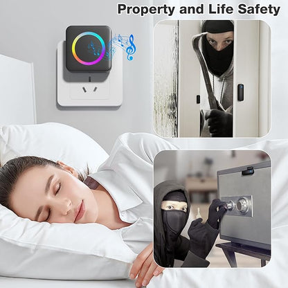 Door Alarm, Satisure Wireless Door Sensor Chime When Door Opens, Door Entry Alarm Chime for Business/Home/Kids, Door Alarm Door Ringer Alert (1 Chime+2 Sensors)