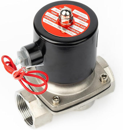 U.S. Solid 1-1/4" Solenoid Valve - 110V AC Stainless Steel Electric Solenoid Valve, Normally Closed, Viton Seal