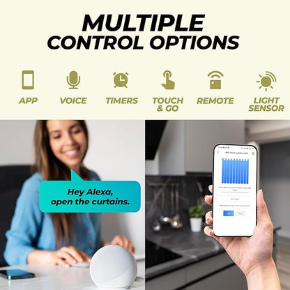 Smart Curtain Opener with Remote Control - High-Performance Motor for Roman, T/U-Shaped Tracks - Automated Opening/Closing (WiFi)