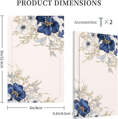 Decorative Light Switch Cover Plate Rustic Blue Beige Flower Peony Floral 1 Gang No Device Single Blank Outlet Covers Wall Plates for Electrical Outlets Faceplate for Bedroom Home Decor