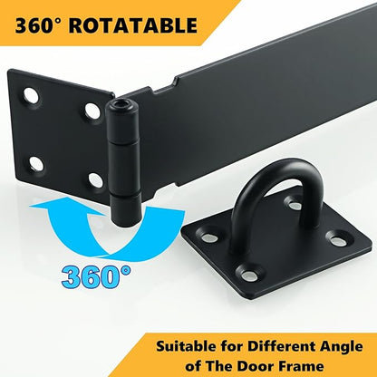 Alise Door Lock Hasp Latch,3 Inch SUS 304 Stainless Steel Safety Packlock Clasp Hasp Lock Latch with Fixing Screw for External Doors Window Cabinet Pet Cage, Black,MS9B-3C