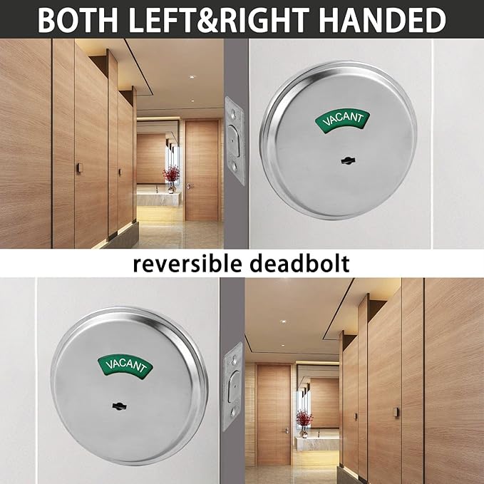 in-Use/Vacant Commercial Deadbolt, Heavy Duty Satin Chrome Grade 2 Privacy Indicator Deadbolt for Bathroom/Office, UL3 Hour Fire Rated, Left&Right Handed, 2 3/4" Backset, 7 Packs