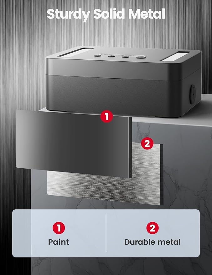 Vaydeer Metal Time Lock Box, Phone Lock Box with Timer, Timed Locking Safe, Self-Control Container with USB C Charge,Child Lock, Audio Prompt, Time Release Storage Locker for Phone/Medicine