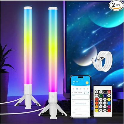 DAYBETTER RGB Light Bar, 360° Smart LED Light Bar for Room, Music Sync Gaming Lights, Color Changing TV Backlight App & Remote Control, Desk Lights Bars for Game Room, White