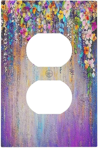 Colorful Country Flower Wildflower Floral Outlet Covers 1 Gang Duplex Light Switch Cover Decorative Switch Plates Electrical Receptacle Faceplate Wall Plate For Bed Room Living Room Decor