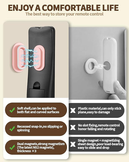 6 Pack Magnetic Remote Control Holder – Upgraded Silicone Magnetic Wall Mount for TV, Fan & Air Conditioner Remotes – Self-Adhesive, No-Drill Remote Control Holder Wall Mount