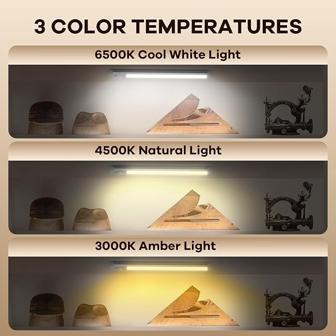 BIAT Under Cabinet Lights, 80 LED Motion Sensor Indoor, Rechargeable Closet Lights with 3 Color Temps, Dimmable
