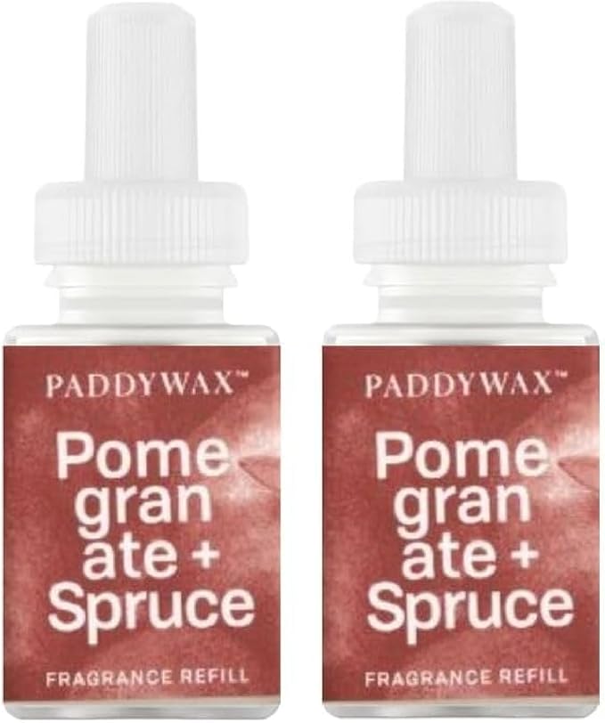 Pura & Paddywax Home Scent Refill - Smart Home Air Diffuser - Up to 120-Hours of Luxury Fragrance per Refill - Home Essential - Clean & Safe Diffuser Fragrance - 2 Pack, Pomegranate Spruce