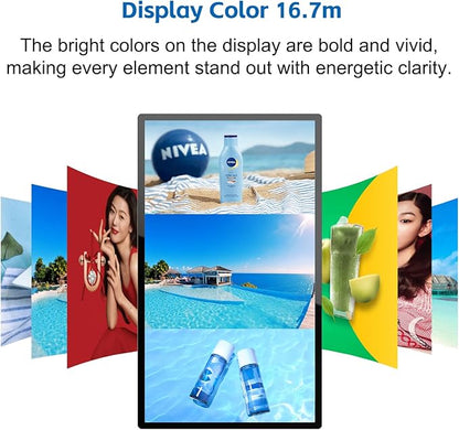 GreenTouch 43 Inch Industrial Digital Signage Touchscreen Monitor, 500 Nits Display 1920 x 1080P, Built-in Speaker, with HDMI + VGA + DVI Ports for Advertising