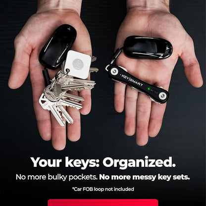KeySmart iPro Key Finder Locator with Sound - Keychain Key Holder, Apple Find My App Compatible, Key Organizer, Compact Clutter-Free Key Chain Tracker, Tech Gifts for Men (Up to 14 Keys, Black)