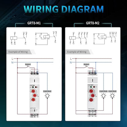 Time Relay Multifuction GRT8 M1 AC 230V with 10 Relay Timer Control Delay Function Mode DIN Rail Electronic Relays of Wide Time Delay Range for 0.1 Seconds to 10 Days