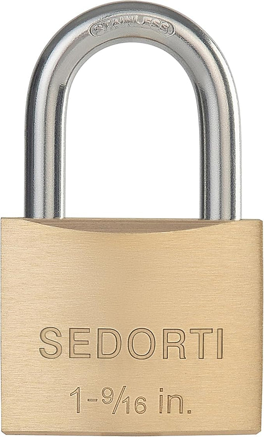 Outdoor Weatherproof Padlock with Stainless Steel Shackle and Solid Brass Body, Marine Grade Rustproof Lock for Sheds, Storage Unit School Gym Locker, Fence, Toolbox, Hasp Storage