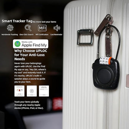 [Apple MFi Certified] iOS Tracker Tag & Holder with Combination Lock, Compatible with Apple Find My, AirTag Holder Case, GPS Tracker Luggage Lock for Travel Essentials, Suitcase, Backpack, Kids, Bag