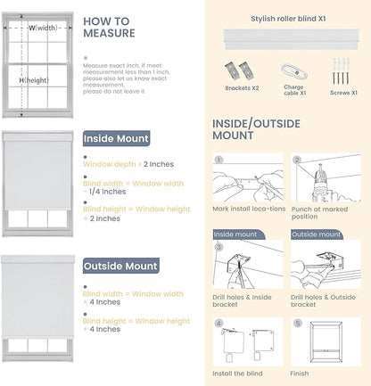Boolegon Motorized Roller Blinds - 100% Blackout Smart Electric Shades with Remote, Compatible with Alexa/Google Home/HomeKit via Hub, Easy Install for Home Office, White, Custom Size.