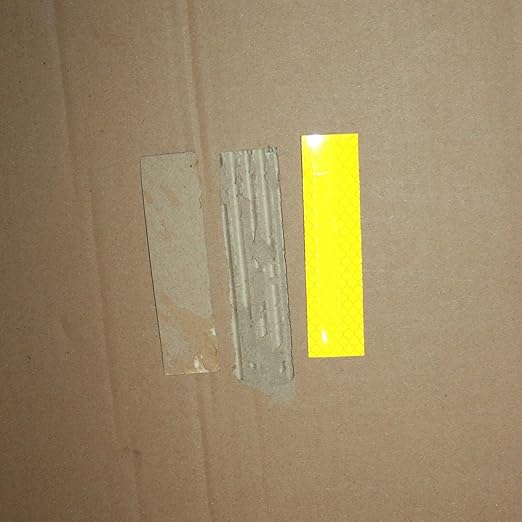 Non Fading Yellow Reflective Stickers 1 inch X 4 inch, Outdoor Waterproof High Visibility Warning Safety Adhesive Reflector Tape (100 Pcs)