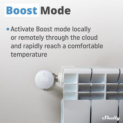 Shelly Blu TRV & Blu Gateway Gen3, Bluetooth-Operated Smart Thermostatic Valve, Smart Thermostatic Radiator Valve, Temperature Control, Home Automation, Compatible with Alexa, Google, Home Assistant