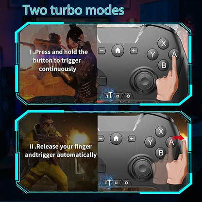 UNIHOW Bluetooth Game Controller for PC, Mac, Nintendo Switch, iOS, Android - Dual Motor, 6-Axis Gyroscope, Backlit, Ergonomic Design