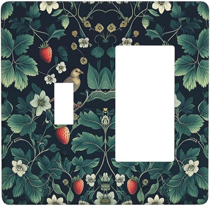 Outlet Covers Strawberry Birds Flowers Plant Morris Floral 1 Toggle 1 Rocker Combination Decorative Wall Plate Electrical Switch Plates Light Switch Cover Plate for Bedroom Farmhouse Decor