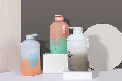 H2O Capsule INSPO Gallon Water Bottle with Time Marker and Straw Motivational Hydration Tracker Jug Big BPA-Free Food-Safe Leakproof Drinking Bottle with Handle & Strap, Rocky Shore
