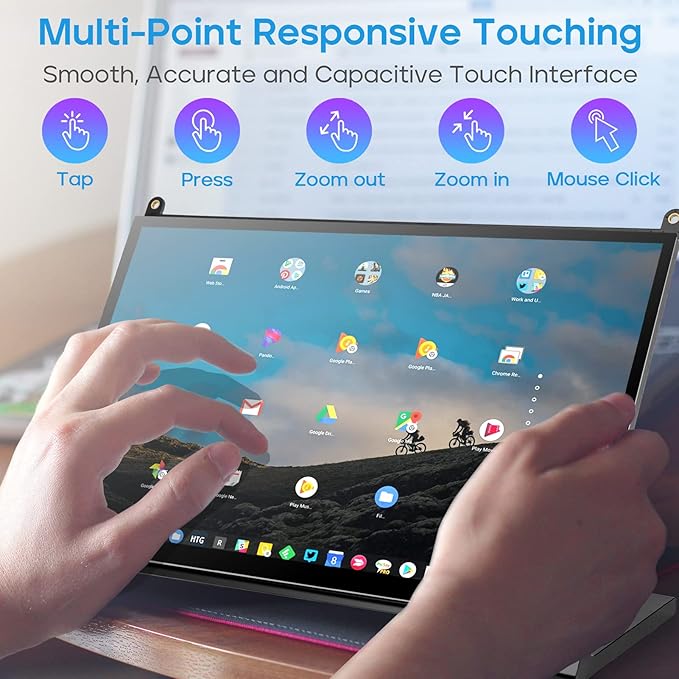 ROADOM 7’’ Raspberry Pi Screen, IPS1024×600,Responsive Smooth Touch,Dual Built-in Speakers,HDMI Input,Compatible with Raspberry Pi 5/4/3,Driver Free