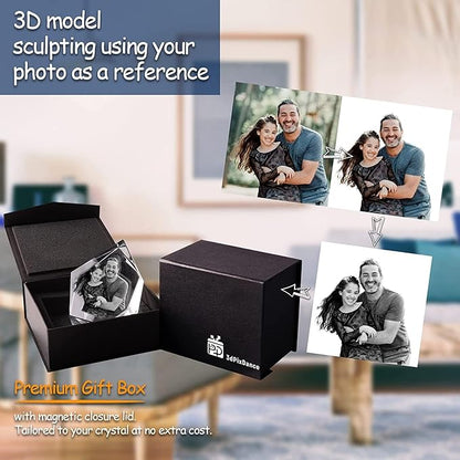 3Dpixdance 3D Crystal Photo(XL, Portrait), Personalized Gifts with Your Own Photo for Fathers Day, Engraved 3D Crystal Picture, Customized Gift for Birthday, Wedding, Anniversary, Memorial, Father’s