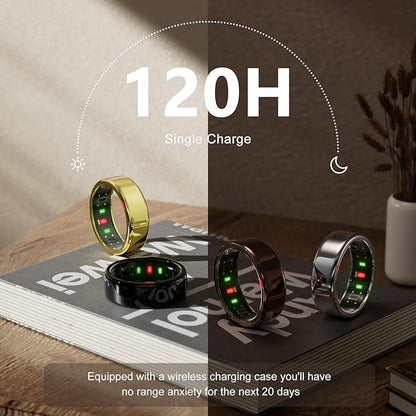 Smart Ring for Women Men- Sleep/Fitness/Stress/Heart Rate Tracker- Menstrual Records - 7 Days Battery Life - Wireless Charging - No APP Subscription - iOS & Android Compatible (Rosegold, 11)