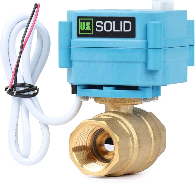 U.S. Solid Motorized Ball Valve - IP67 3/4inch Brass Ball Valve 110-230V with Waterproof Cover, Full Port, 2 Wire Auto Return, Normally Closed