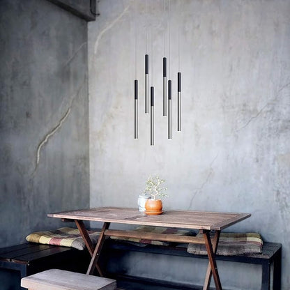 ALTAIR 6 Mini Pendant Lighting Black-Nickel - LED Hanging Light Fixture for Kitchen Island, Bar, Foyer - Cluster Pendants - Dimmable, Adjustable Wire, Lamp Bulb Included